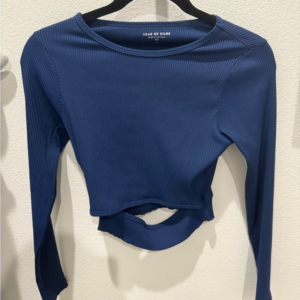 Year of Ours Navy Crop Top with Cut-Out